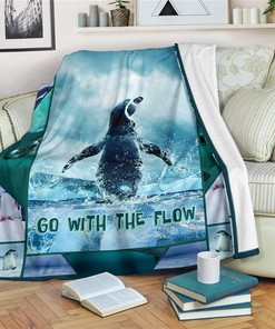 Go With Flow Penguin Penguin Lover Sherpa Fleece Blanket Gifts for Family, for Couple