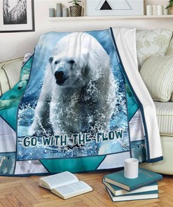Go With Flow Polar Bear Ocean Lover Sherpa Fleece Blanket Gifts for Family, for Couple