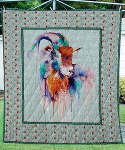 Goat Painting Art Quilt Blanket Bedding Set for Home Décor