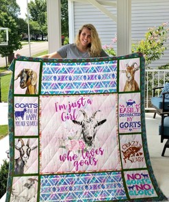 Goats I'm Just A Girl Who Loves Goats Quilt Blanket Bedding Set