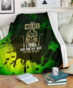God Fearing Welder Sherpa Fleece Blanket Gifts for Family, for Couple