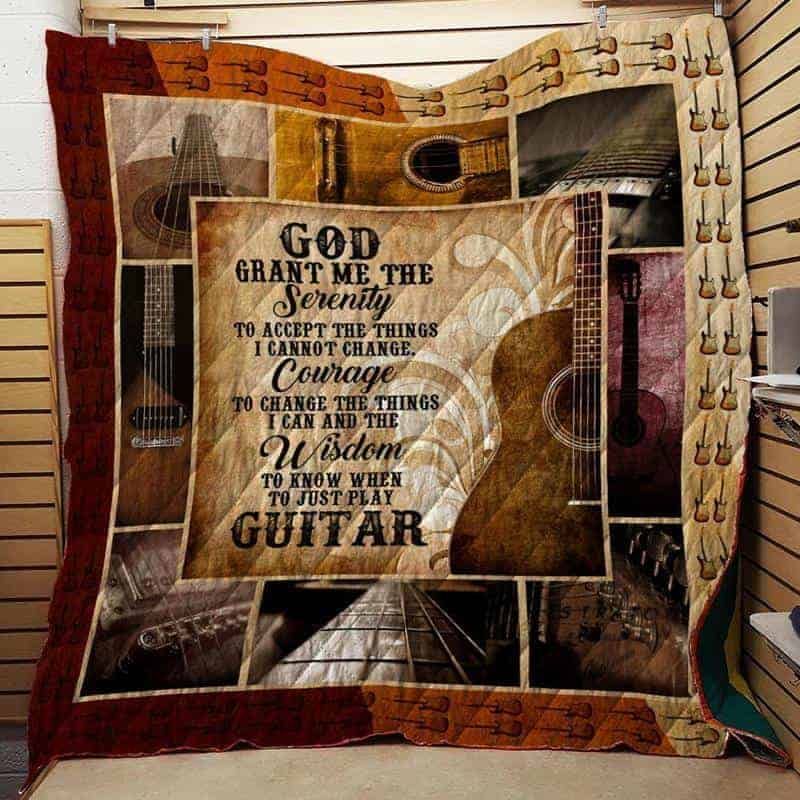 God Grant Me The Wisdom To Play Guitar Quilt Blanket Bedding Set