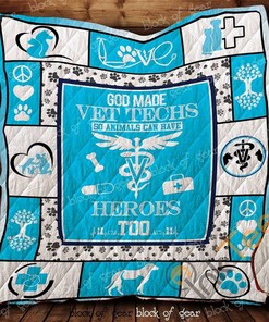 God Made Vet Techs Quilt Blanket Bedding Set