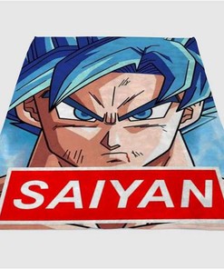 Goku Super Saiyan God Sherpa Fleece Blanket Gifts for Family, for Couple