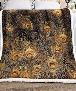 Golden Peacock Feather Peacock Quilt Blanket Bedding Set