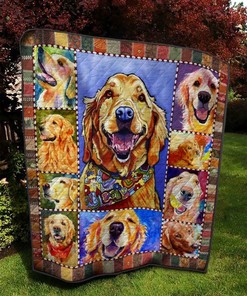Golden Retrieve Painting Quilt Blanket Bedding Set