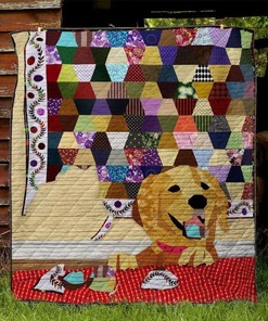 Golden Retrieve Pattern Quilt Blanket Bedding Set