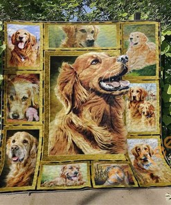 Golden Retriever Quilt Blanket Bedding Set With Pilliwcase Option