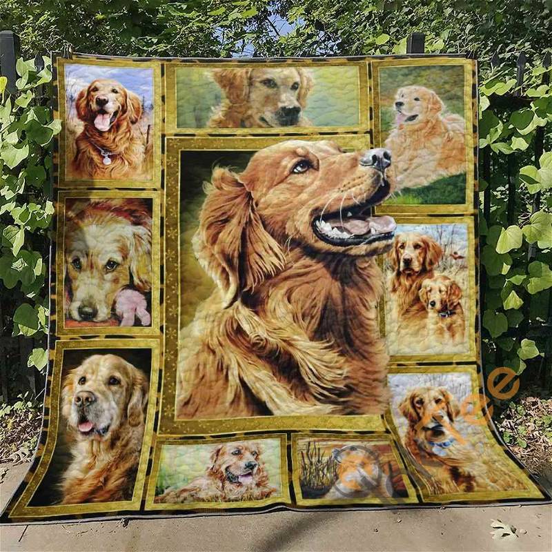 Golden Retriever Quilt Blanket Bedding Set With Pilliwcase Option