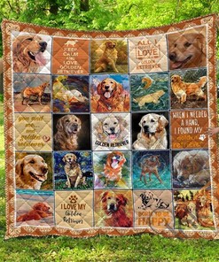 Golden Retriever Quilt Blanket Bedding Set With Pilliwcases Option