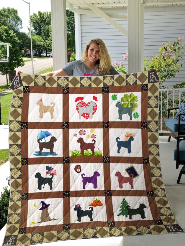 Goldendoodle Pattern Quilt Blanket Bedding Set