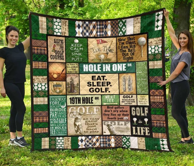 Golf Pattern Vintage Quilt Blanket Bedding Set