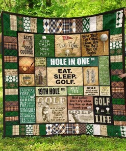 Golf Pattern Vintage Quilt Blanket Bedding Set