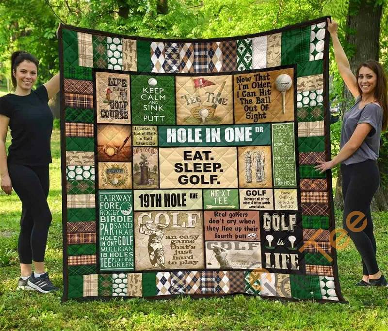Golf Pattern Vintage Quilt Blanket Bedding Set