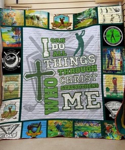 Golf Theme I Can Do All Things Quilt Blanket Bedding Set