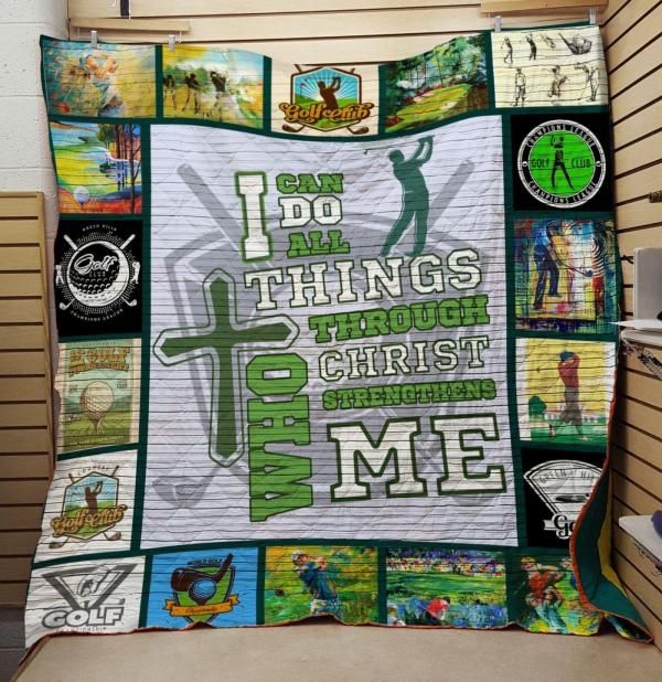 Golf Theme I Can Do All Things Quilt Blanket Bedding Set