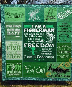 Gone Fishing Quilt Blanket Bedding Set