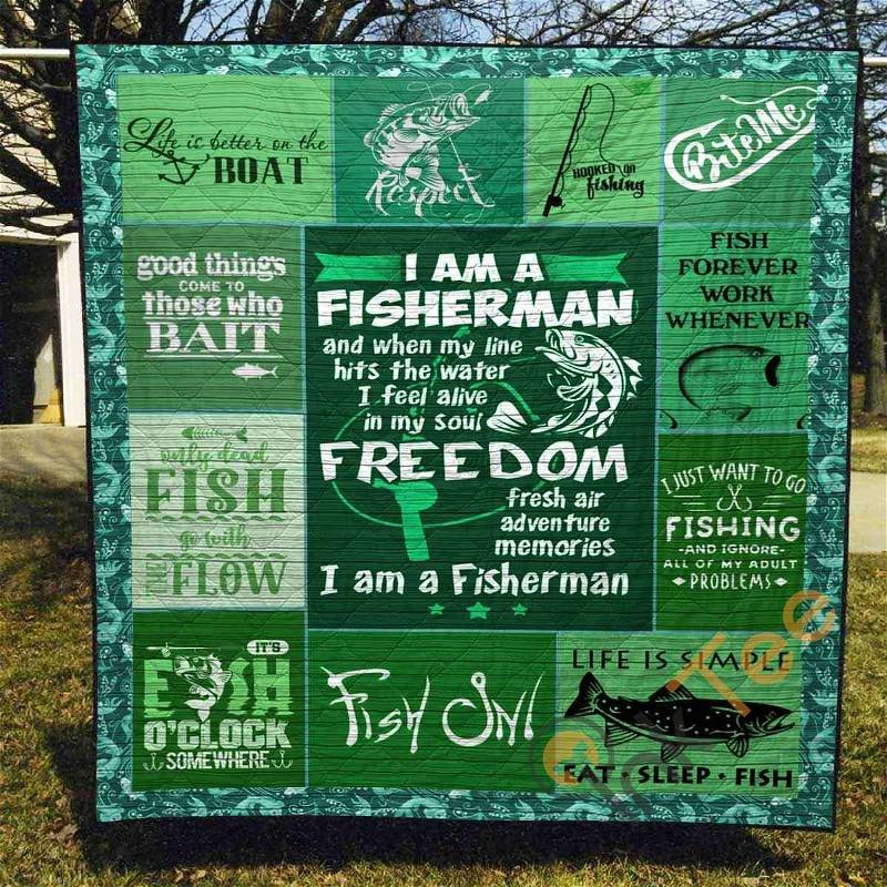 Gone Fishing Quilt Blanket Bedding Set