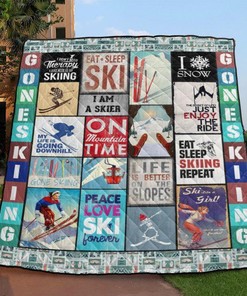 Gone Skiing Quilt Blanket Bedding Set for Home Décor