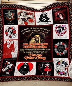 Gothic Couple Skull No Matter What Happens Skull Quilt Blanket Bedding Set