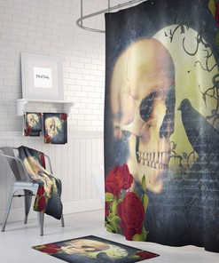 Gothic Skull Shower Curtain for Bathroom Decor, Home Decor