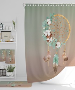 Gradient Dreamcatcher Shower Curtain Optional Bath Mat and Bath Towels