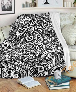 Graffiti Surfing Pattern Sherpa Fleece Blanket Gifts for Family, for Couple