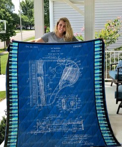 Grand Piano Patent Collection Quilt Blanket Bedding Set