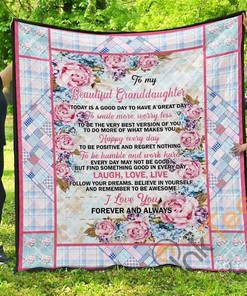 Granddaughter Beautiful Granddaughter, Smile More, Worry Less Quilt Blanket Bedding Set