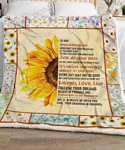 Granddaughter Sunflower Fleece Blanket Quilt Blanket Bedding Set Our Sunshine From Grandma Grandpa For Granddaughter Family Blanket