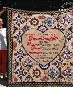 Granddaughter/Grandma Braver, Stronger, Smarter And Loved Love, Grandma Quilt Blanket Bedding Set