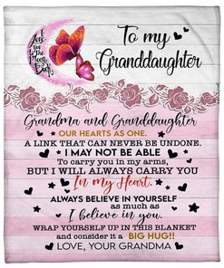 Grandma And Granddaughter Our Hearts As One Blanket For Granddaughter Birthday78