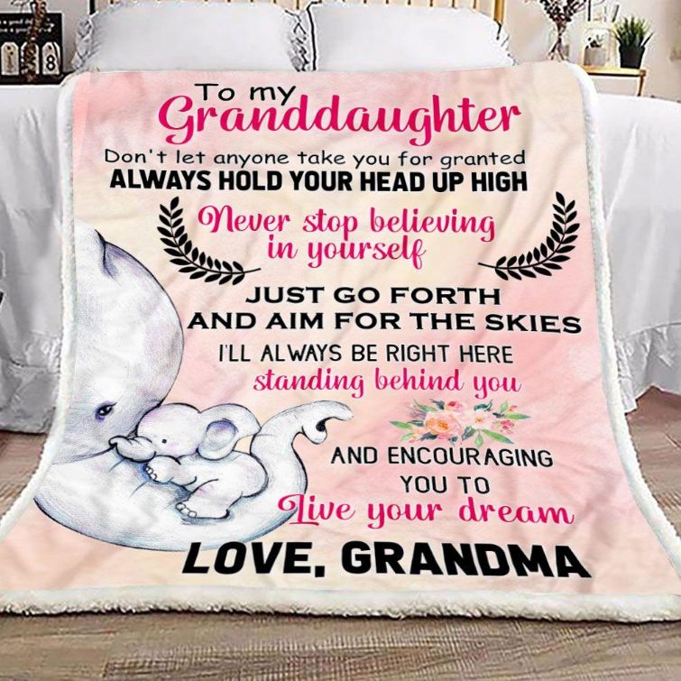 Grandma To Granddaughter Elephant Fleece Blanket Quilt Blanket Bedding Set For Granddaughter