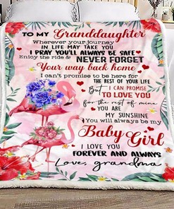 Grandma To Granddaughter Flamingo Fleece Blanket Quilt Blanket Bedding Set For Granddaughter