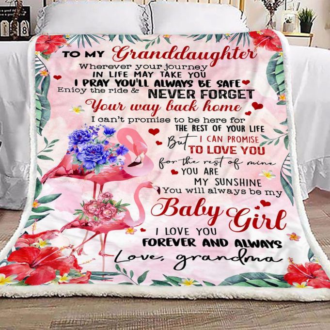 Grandma To Granddaughter Flamingo Fleece Blanket Quilt Blanket Bedding Set For Granddaughter