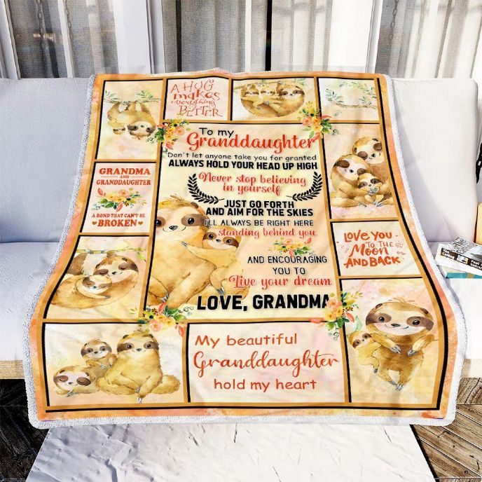 Grandma To Granddaughter Sloth Fleece Blanket Quilt Blanket Bedding Set For Granddaughter