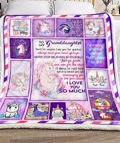 Grandma To Granddaughter Unicorn Fleece Blanket Quilt Blanket Bedding Set For Granddaughter