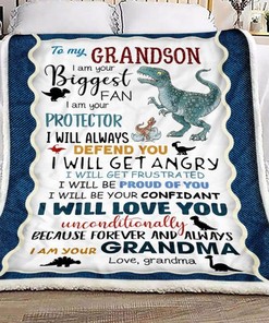 Grandma To Grandson Letter Dinosaur Fleece Blanket Quilt Blanket Bedding Set For Grandson