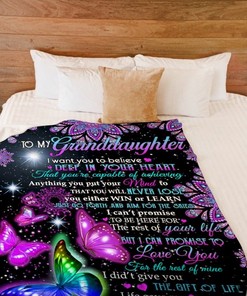 Grandpa Believe Deep In Your Heart Butterfly Fleece Blanket Quilt Blanket