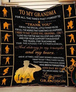 Grandson To Grandma For All The Times Quilt Blanket Bedding Set