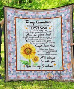 Grandson You Are My Sunshine, Laugh, Love, Live Quilt Blanket Bedding Set