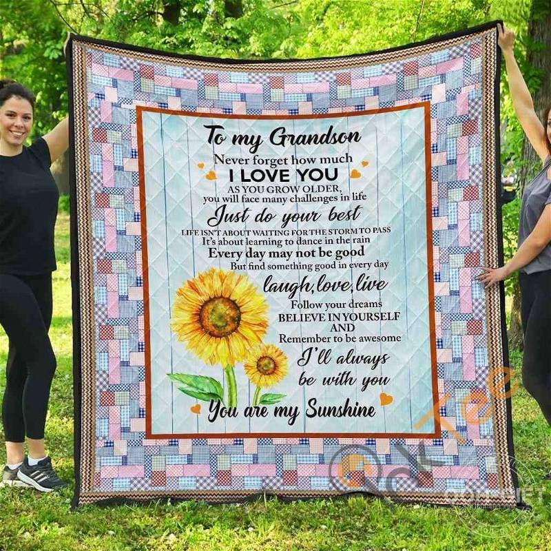 Grandson You Are My Sunshine, Laugh, Love, Live Quilt Blanket Bedding Set