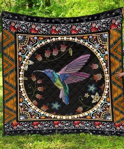 Graphic Art Humming Bird Gift Idea Quilt