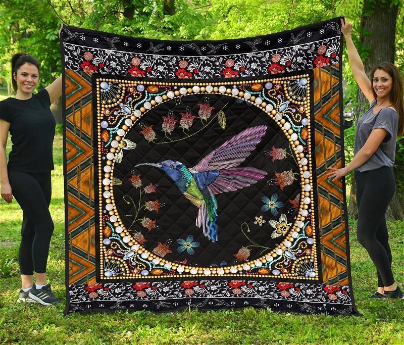 Graphic Art Humming Bird Gift Idea Quilt