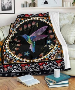 Graphic Art Humming Bird Sherpa Fleece Blanket Gifts for Family, for Couple