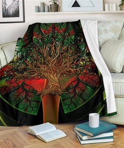 Graphic Art Tree Of Life Plant Lover Sherpa Fleece Blanket Gifts for Family, for Couple