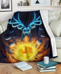 Graphic Deer Funny Sherpa Fleece Blanket Gifts for Family, for Couple