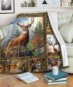 Graphic Deer Hunting Lover Sherpa Fleece Blanket Gifts for Family, for Couple