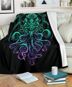 Graphic Demon Octopus Sherpa Fleece Blanket Gifts for Family, for Couple
