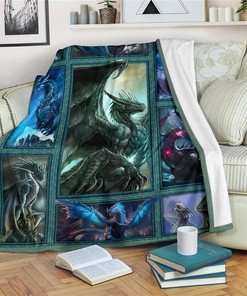 Graphic Dragon Idea Dragon Lover Sherpa Fleece Blanket Gifts for Family, for Couple